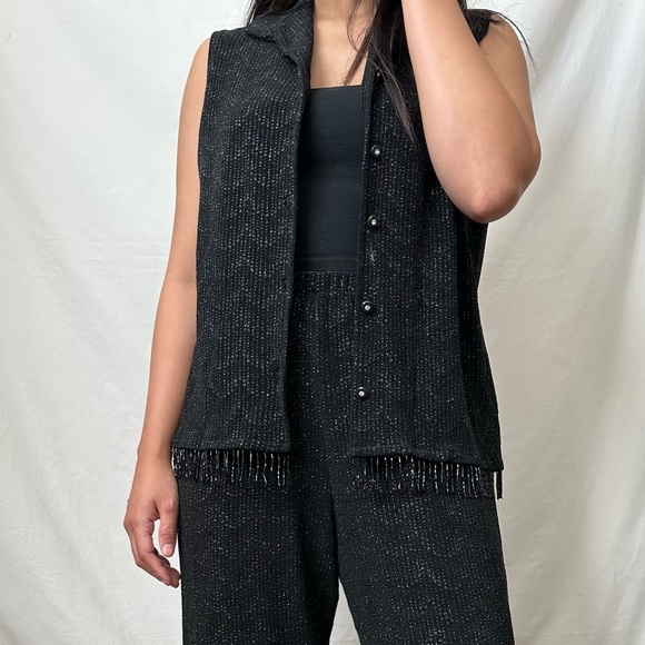 Ronnie Nicole Tops - RARE VINTAGE 90s Ronnie Nicole Black Glitter Shimmer Matching Set Glam Party S/M